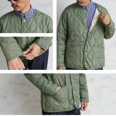 TAION UNISEX MILITARY CREW NECK DOWN JACKET OLIVE - Shoelosophy