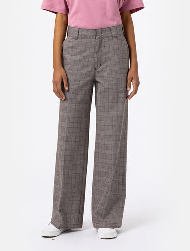 DICKIES WOMENS BAKERHILL PANT BROWN TARTAN - Shoelosophy