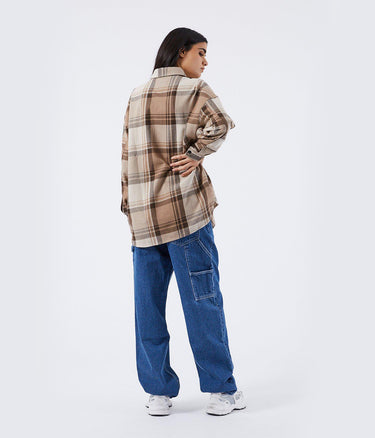 DR DENIM MONA SHIRT 2131119 BEIGE WOMEN'S OVERSIZE SHIRT - Shoelosophy