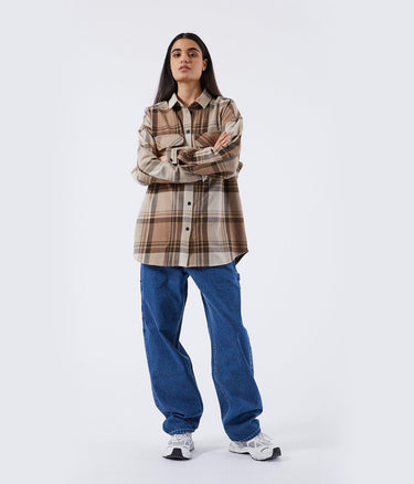 DR DENIM MONA SHIRT 2131119 BEIGE WOMEN'S OVERSIZE SHIRT - Shoelosophy