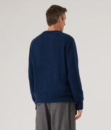 UNIVERSAL WORKS LYON CREW PULL 33457 ALPAGA KNIT NAVY - Shoelosophy