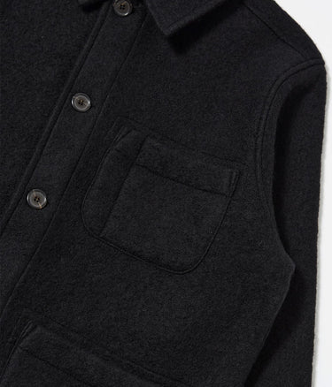 UNIVERSAL WORKS FIELD JACKET 00017 WOOL FLEECE BLACK - Shoelosophy