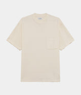 AMISH SUPPLIES T-SHIRT POCKET RAW EDGE JERSEY MICRO LOGO WASHED ECRU DYED - Shoelosophy