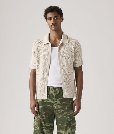 LEVI'S SWEATER CAMP SHIRT 0013G-0006 PUMICE STONE CROCHET POINTELLE - Shoelosophy
