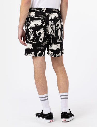 DICKIES 100th ANNIVERSARY AOP SHORT BLACK - Shoelosophy