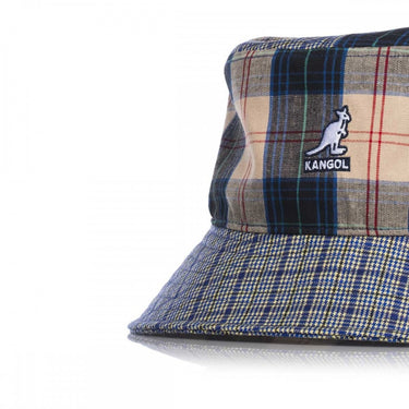 KANGOL PATCHWORK PLAID MASHUP EIMER K5297 MYKONOS BLAU - Shoelosophy