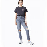 DR DENIM NORA 2020103 176 MOM JEANS WOMEN WASHED GRAY RIPPED - Shoelosophy