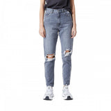 DR DENIM NORA 2020103 176 MOM JEANS WOMEN WASHED GRAY RIPPED - Shoelosophy