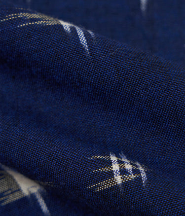 UNIVERSAL WORKS CAMP SHIRT SQUARE IKAT P34073 INDIGO - Shoelosophy