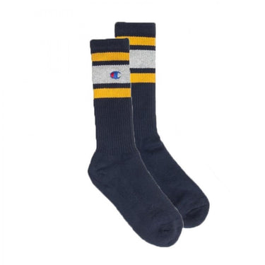 CHAMPION CREW SOCKS 804393 BS501 NAVY GRAY YELLOW - Shoelosophy