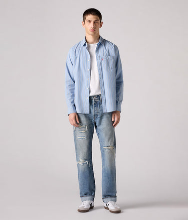 LEVI'S 501 ORIGINAL SELVEDGE DENIM 00501-3736 TURQUOISE RIVET HERREN SELVE JEANS - Shoelosophy