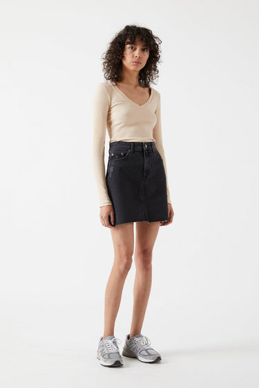 DR DENIM 2030121 ECHO SKIRT BLACK - Shoelosophy