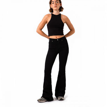 DR DENIM MACY 1610104 BLACK WOMEN'S FLARED PANTS - Shoelosophy