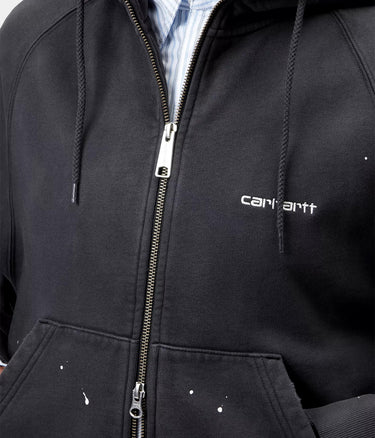 CARHARTT WIP DAMEN HOODED PAINTER JACKET I036842 SCHWARZ DESTROY WASH SPLATTER - Shoelosophy