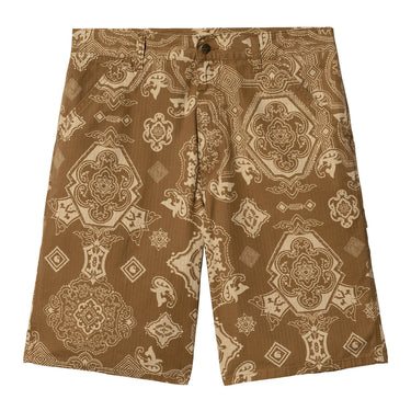 CARHARTT WIP SINGLE KNEE SHORT I030767 VERSE PRINT HAMILTON BROWN - Shoelosophy