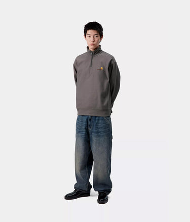 CARHARTT WIP HALF ZIP AMERICAN SCRIPT SWEATSHIRT I027014 PORPHYRY - Shoelosophy