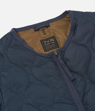 TAION UNISEX MILITARY W-ZIP CREW NECK DOWN JACKET DARK NAVY - Shoelosophy