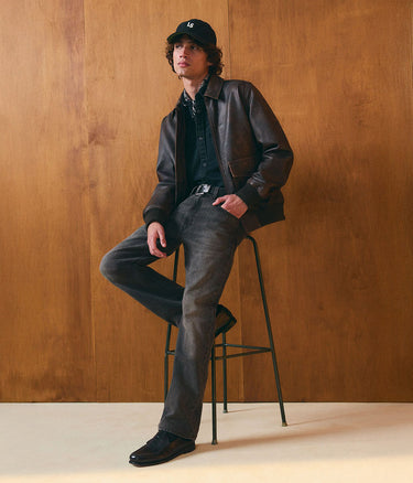 LEVI'S CLAYTON LEATHER AVIATOR JACKET 003AU-0000 BROWN LEATHER BRACKEN - Shoelosophy
