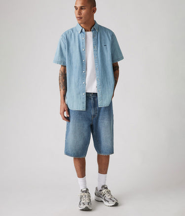 LEVI'S 478 BAGGY SHORTS 001JM-0000 BLUE STONE WASHED JORTS MAN - Shoelosophy