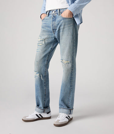 LEVI'S 501 ORIGINAL SELVEDGE DENIM 00501-3736 TURQUOISE RIVET HERREN SELVE JEANS - Shoelosophy