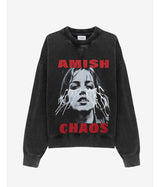 AMISH CREW SWEATER CHAOS PIGMENT STONE SCHWARZ - Shoelosophy