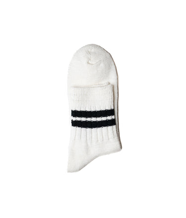 ANONYMOUS ISM SLUB LINE QUARTER SOCKS WHITE BLACK MADE IN JAPAN - Shoelosophy