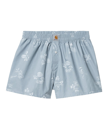 CARHARTT WIP COTTON BOXER I032355 STAMP PRINT MISTY SKY - Shoelosophy