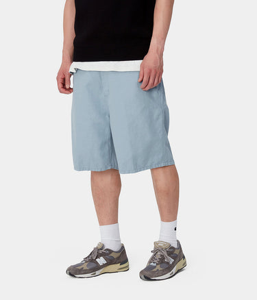 CARHARTT WIP WALTER 싱글 니 쇼츠 I033583 코튼 린넨 미스티 스카이 린스 - Shoelosophy