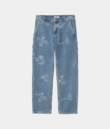 CARHARTT WIP WOMENS MEITLAND STAMP PANT I033742 BLUE BLEACHED - Shoelosophy
