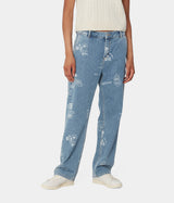 CARHARTT WIP WOMENS MEITLAND STAMP PANT I033742 BLUE BLEACHED - Shoelosophy