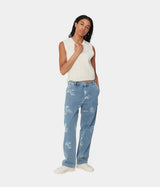 CARHARTT WIP WOMENS MEITLAND STAMP PANT I033742 BLUE BLEACHED - Shoelosophy