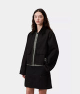 CARHARTT WIP WOMENS PRESCOTT JACKET I036512 BLACK GARMENT DYED - Shoelosophy