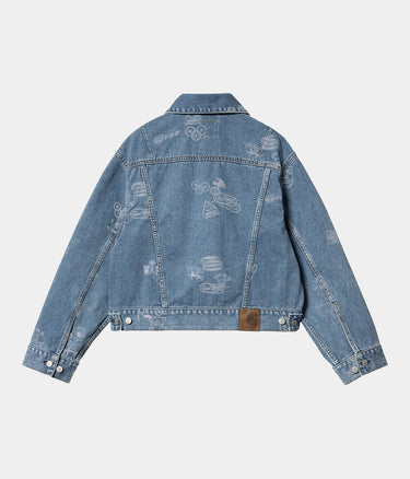 CARHARTT WIP WOMENS STAMP JACKET I033744 DENIM MAITLAND - Shoelosophy