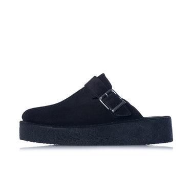 CLARKS ORIGINALS DAMEN DESERT TREK WEDGE MULE SCHWARZES WILDLEDER - Shoelosophy