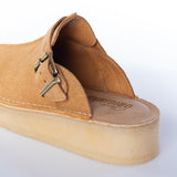 CLARKS ORIGINALS WOMENS DESERT TREK WEDGE MULE MID TAN SUEDE - Shoelosophy