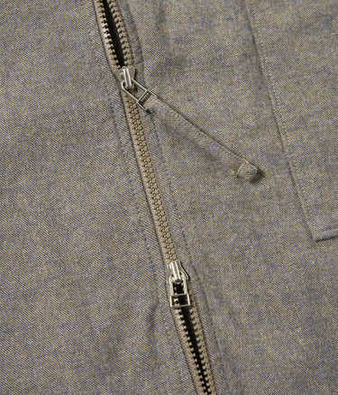 UNIVERSAL WORKS BRUSHED FLANNEL ZIP SHIRT 33561 BROWN HEATHER - Shoelosophy