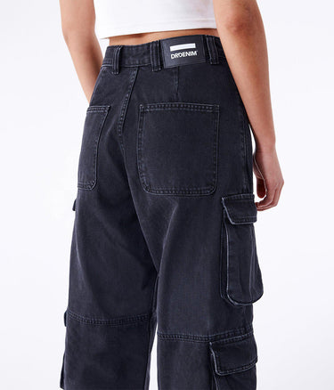 DR DENIM WOMAN MULTI CARGO JEANS WOMAN BLACK USED - Shoelosophy