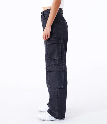 DR DENIM WOMAN MULTI CARGO JEANS DAMEN SCHWARZ GEBRAUCHT - Shoelosophy