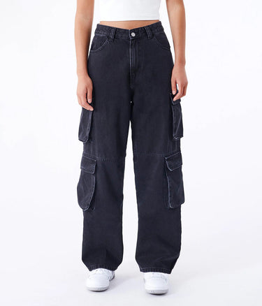 DR DENIM WOMAN MULTI CARGO JEANS DAMEN SCHWARZ GEBRAUCHT - Shoelosophy