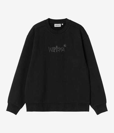 CARHARTT WIP WOMENS WIPTOPIA SCRIPT SWEATSHIRT I035515 SCHWARZ DUNKELGRAU - Shoelosophy