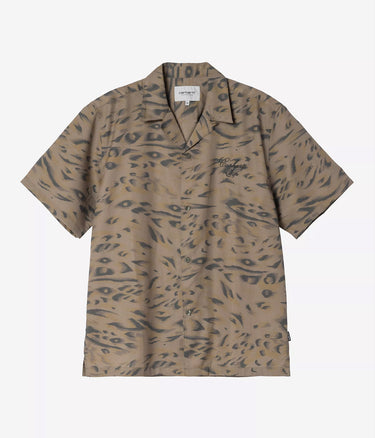 CARHARTT WIP TRAVON SHIRT I036808 DUCK FEATHER PRINT CYPRESS BLACK - Shoelosophy
