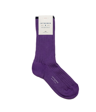IN DER BOX BASIC-SOCKEN AUS BAUMWOLLE, GERIPPT, PFLAUME, HERGESTELLT IN ITALIEN - Shoelosophy
