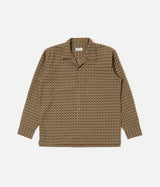 UNIVERSAL WORKS CAMP SHIRT 33750 OSCAR COTTON JACQUARD OLIVE - Shoelosophy