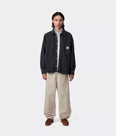 CARHARTT WIP WALTER 더블 니 팬츠 I033580 코튼 린넨 천연 린스 처리 - Shoelosophy