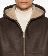 BARACUTA SHEARLING HOODY JACKET BRCPS1129 DUNKELBRAUN - Shoelosophy
