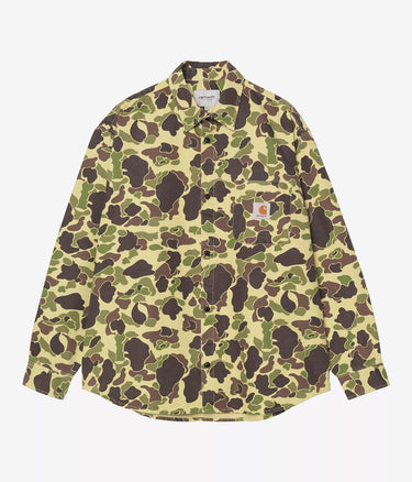 CARHARTT WIP DUCK SHIRT I033769 CAMO DUCK GREEN STONE WASHED - Shoelosophy
