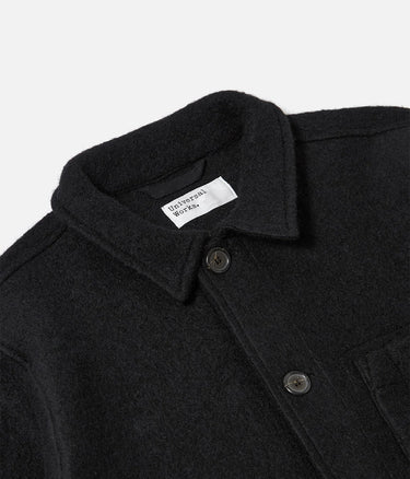 UNIVERSAL WORKS FIELD JACKET 00017 WOOL FLEECE BLACK - Shoelosophy