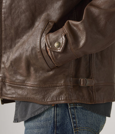 LEVI'S CORONA HEIGHT LEATHER JACKET 005BO-0000 WORN SEPHIA BROWN - Shoelosophy