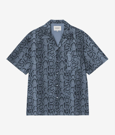 CARHARTT WIP SNAKE CAMO SHIRT I036275 VELVET BLUE GARMENT DYED - Shoelosophy