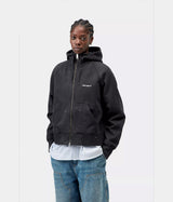 CARHARTT WIP DAMEN HOODED PAINTER JACKET I036842 SCHWARZ DESTROY WASH SPLATTER - Shoelosophy